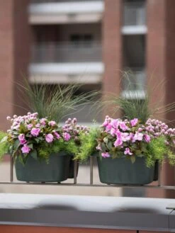 Self-Watering Saddle Railing Planter, 16" -The Garden Works Shop 8592175GR 2430 tif