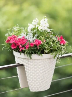 Weave Round Railing Planter, 11" -The Garden Works Shop 8598370 8580 tif