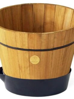 VegTrug® Build-a-Barrel Wooden Planter With Self-Watering Reservoir Tray, 18" -The Garden Works Shop 8610253 01V tif
