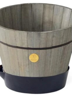 VegTrug® Build-a-Barrel Wooden Planter With Self-Watering Reservoir Tray, 18" -The Garden Works Shop 8610253 08V tif