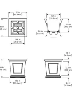 Fairfield Self-Watering Square Planter, 16” X 16” -The Garden Works Shop 8611695 19V tif