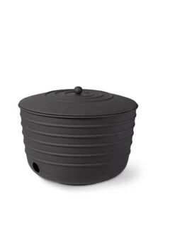 Matte Black Ribbed Hose Pot With Lid -The Garden Works Shop 8611991 5867 tif