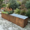 Nice Corten Trough Planters With Bench Top -The Garden Works Shop 8612399 03v