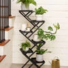 Crisscross Cascading Plant Stand With Black Trays -The Garden Works Shop 8612705 0081 crisscross cascading plant stand with black trays