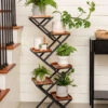 Crisscross Cascading Plant Stand With Copper Trays -The Garden Works Shop 8612707 0079 crisscross cascading plant stand copper trays