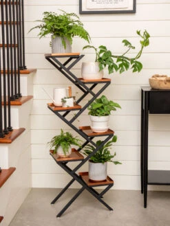 Crisscross Cascading Plant Stand With Copper Trays