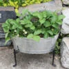 Achla Designs Mini Oval Galvanized Tub With Folding Stand -The Garden Works Shop 8612906 02v achla designs mini oval galvanized tub with folding stand