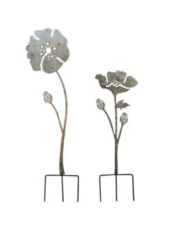 Poppy Garden Stakes Set Of 2 -The Garden Works Shop 8613140 7822